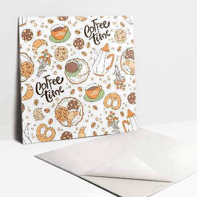 Adhésif Vinyle Carreaux C'est l'heure du café !