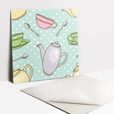 Carreaux de vinyle Une bouilloire et des tasses colorées