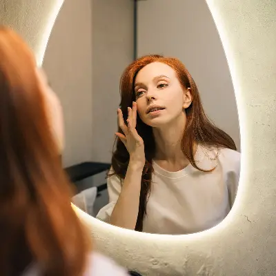 Miroir mural en forme d'œuf avec éclairage LED