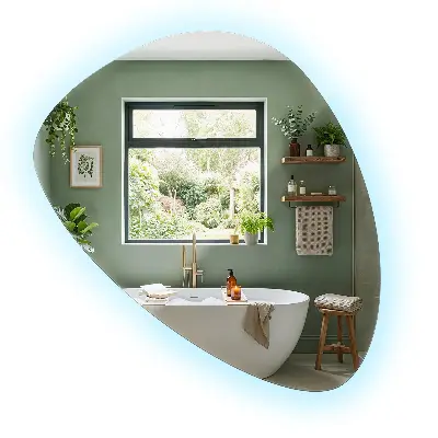 Miroir mural en forme d'œuf avec éclairage LED