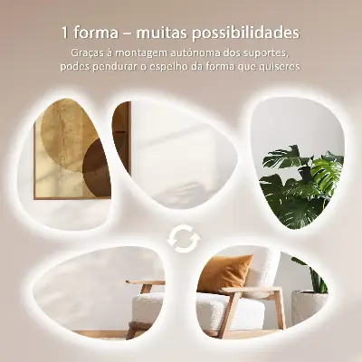 Miroir mural en forme d'œuf avec éclairage LED