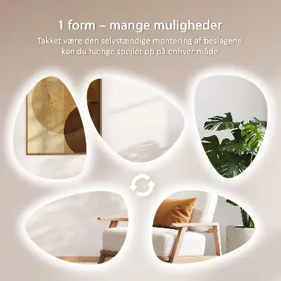Miroir mural en forme d'œuf avec éclairage LED