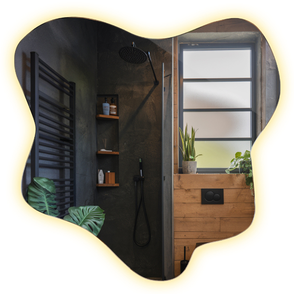 Miroir forme irrégulière lumineux