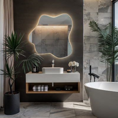 Miroir forme irrégulière lumineux