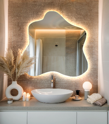 Miroir forme irrégulière lumineux