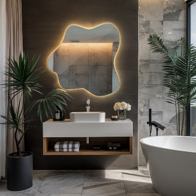 Miroir forme irrégulière lumineux