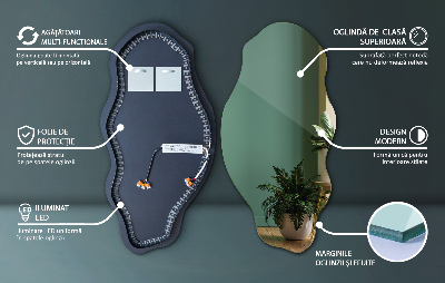 Miroir lumineux irregulier décoratif