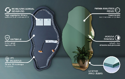 Miroir lumineux irregulier décoratif