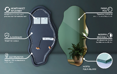 Miroir lumineux irregulier décoratif