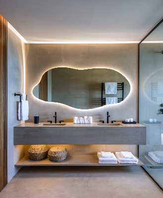 Miroir lumineux aux formes irrégulières
