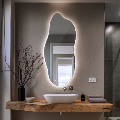 Miroir lumineux aux formes irrégulières