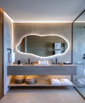 Miroir lumineux aux formes irrégulières