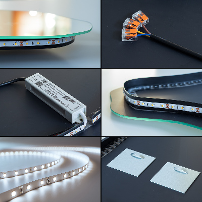 Miroir lumineux aux formes irrégulières
