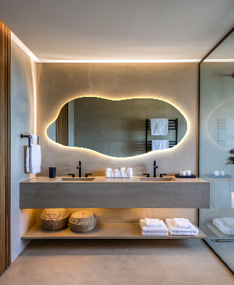 Miroir lumineux aux formes irrégulières