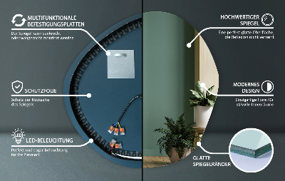 Miroir asymétrique en forme de petit nuage LED