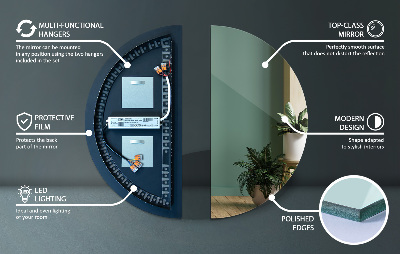 Miroir Semi-Circulaire LED