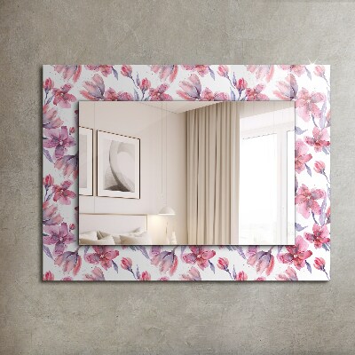 Miroir rectangulaire imprimé Motif de fleurs à l'aquarelle