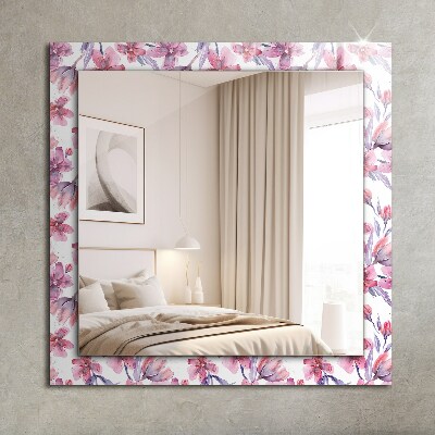 Miroir rectangulaire imprimé Motif de fleurs à l'aquarelle