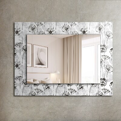 Miroir rectangulaire avec décoration Motif monochrome de fleurs