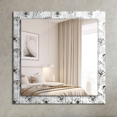 Miroir rectangulaire avec décoration Motif monochrome de fleurs