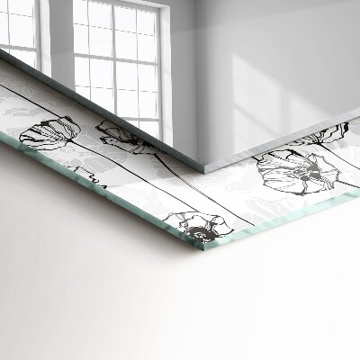 Miroir rectangulaire avec décoration Motif monochrome de fleurs
