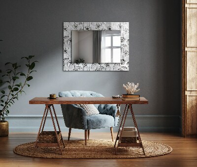Miroir rectangulaire avec décoration Motif monochrome de fleurs