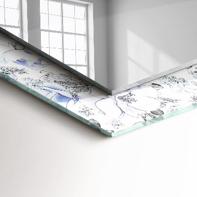 Miroir rectangulaire avec décoration Fleurs et feuilles