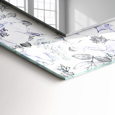 Miroir rectangulaire avec décoration Fleurs et feuilles