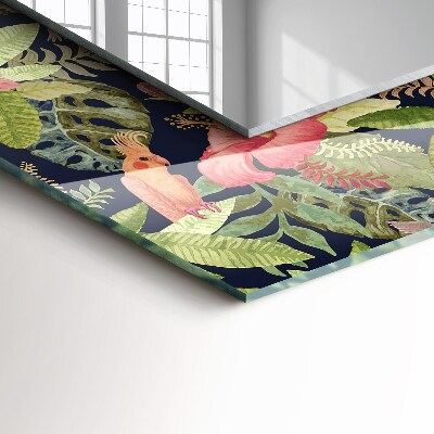 Miroir rectangulaire imprimé Fleurs et oiseaux