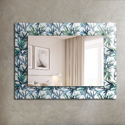 Miroir rectangulaire imprimé Feuilles de bambou à l'aquarelle