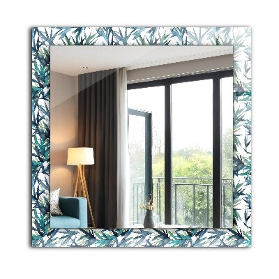 Miroir rectangulaire imprimé Feuilles de bambou à l'aquarelle