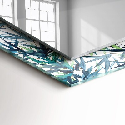 Miroir rectangulaire imprimé Feuilles de bambou à l'aquarelle