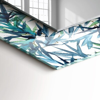 Miroir rectangulaire imprimé Feuilles de bambou à l'aquarelle
