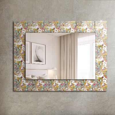 Miroir rectangulaire imprimé Fleurs de papillons colorées