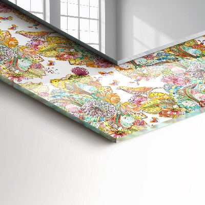 Miroir rectangulaire imprimé Fleurs de papillons colorées