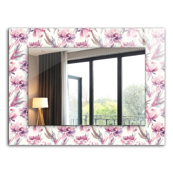 Miroir rectangulaire avec décoration Motifs floraux violets