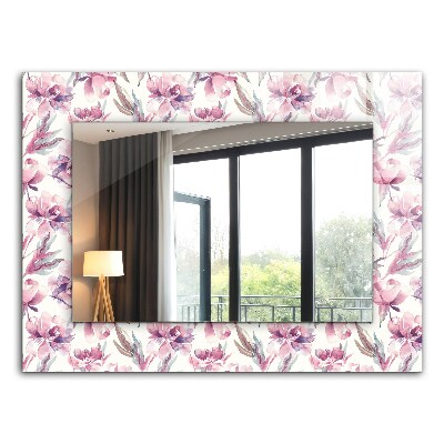 Miroir rectangulaire avec décoration Motifs floraux violets