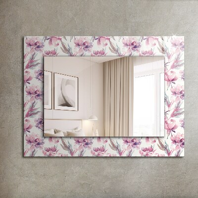 Miroir rectangulaire avec décoration Motifs floraux violets