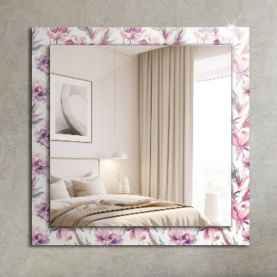 Miroir rectangulaire avec décoration Motifs floraux violets