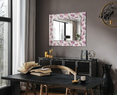 Miroir rectangulaire avec décoration Motifs floraux violets
