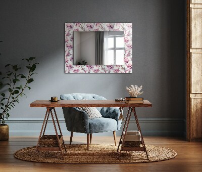 Miroir rectangulaire avec décoration Motifs floraux violets