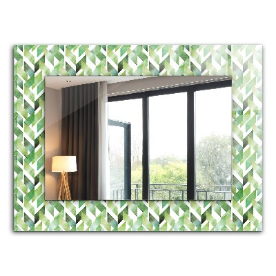 Miroir rectangulaire avec décoration Motif géométrique vert