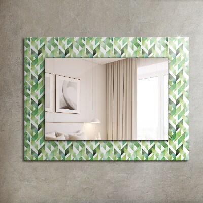 Miroir rectangulaire avec décoration Motif géométrique vert