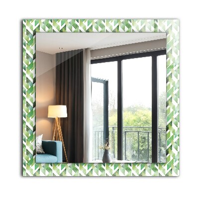 Miroir rectangulaire avec décoration Motif géométrique vert