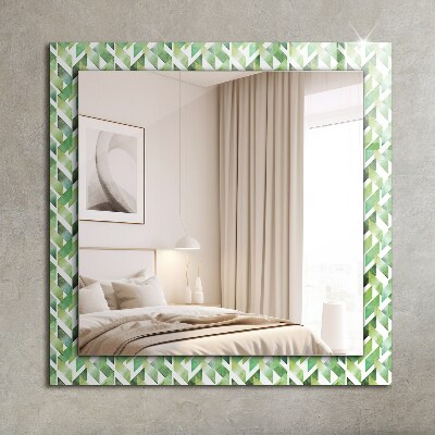Miroir rectangulaire avec décoration Motif géométrique vert