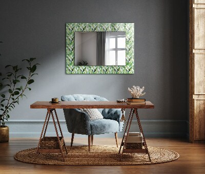 Miroir rectangulaire avec décoration Motif géométrique vert