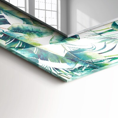 Miroir rectangulaire imprimé Feuilles tropicales vertes