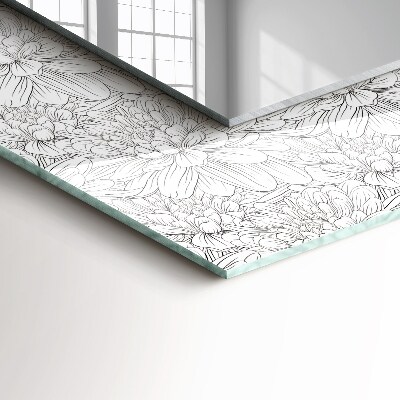 Miroir rectangulaire imprimé Motif floral monochrome