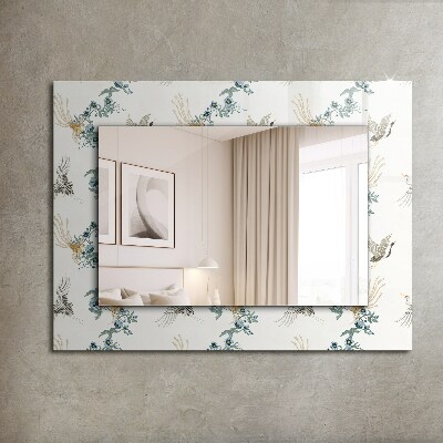 Miroir rectangulaire avec décoration Oiseaux et fleurs