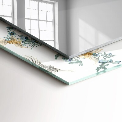 Miroir rectangulaire avec décoration Oiseaux et fleurs